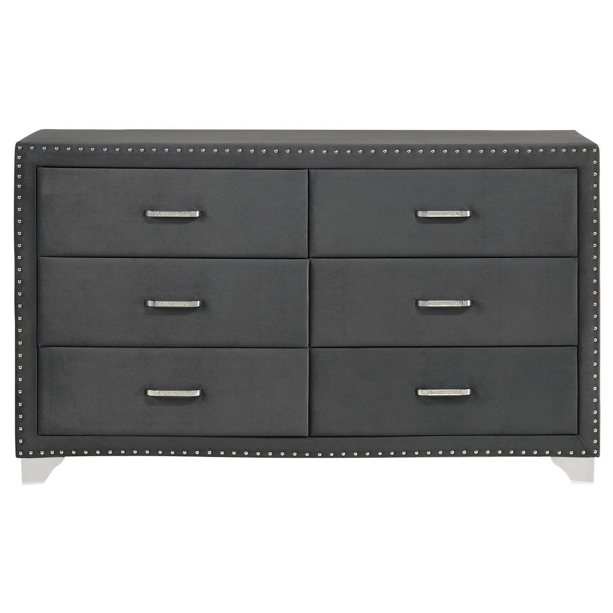 223383 Melody 6-drawer Upholstered Dresser Grey