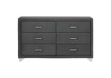 223383 Melody 6-drawer Upholstered Dresser Grey
