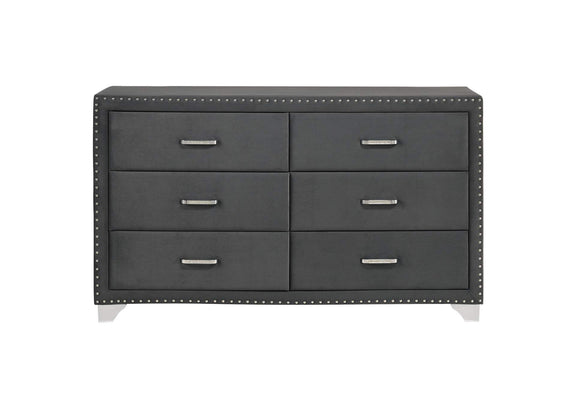 223383 Melody 6-drawer Upholstered Dresser Grey