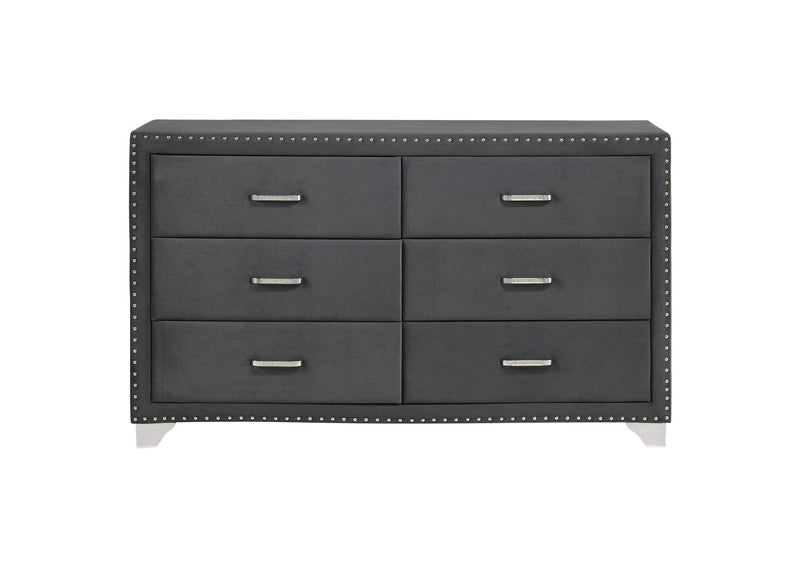 223383 Melody 6-drawer Upholstered Dresser Grey