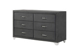 223383 Melody 6-drawer Upholstered Dresser Grey