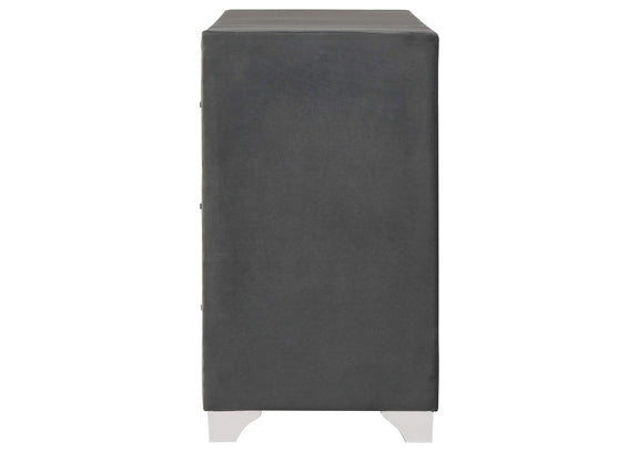 223383 Melody 6-drawer Upholstered Dresser Grey