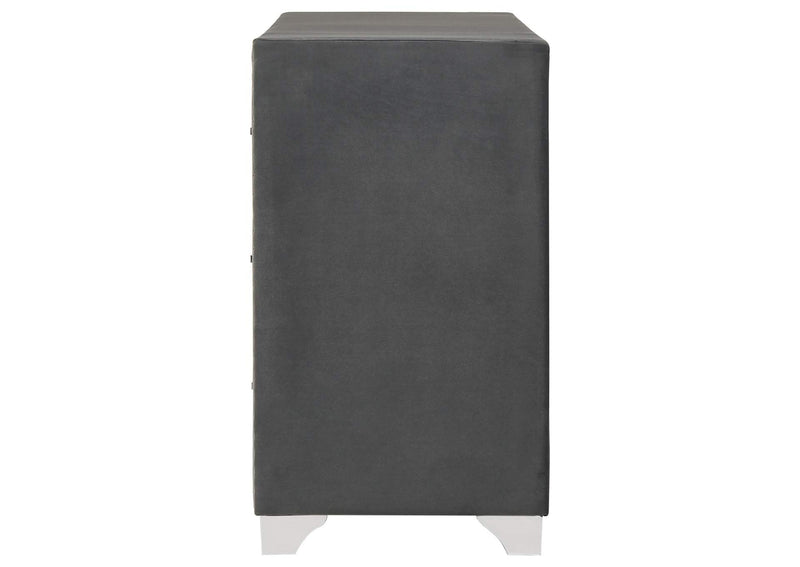 223383 Melody 6-drawer Upholstered Dresser Grey