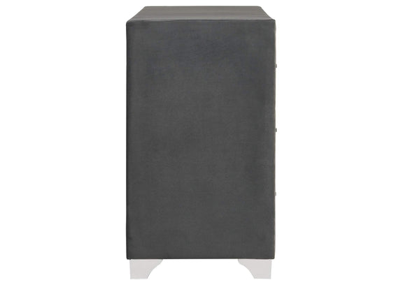 223383 Melody 6-drawer Upholstered Dresser Grey
