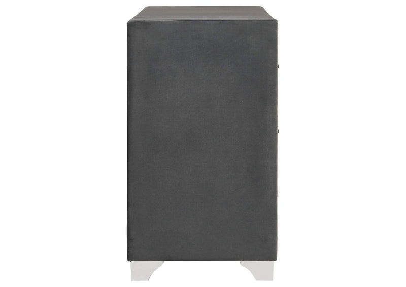 223383 Melody 6-drawer Upholstered Dresser Grey
