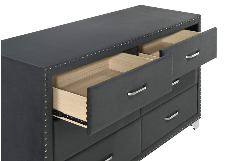 223383 Melody 6-drawer Upholstered Dresser Grey