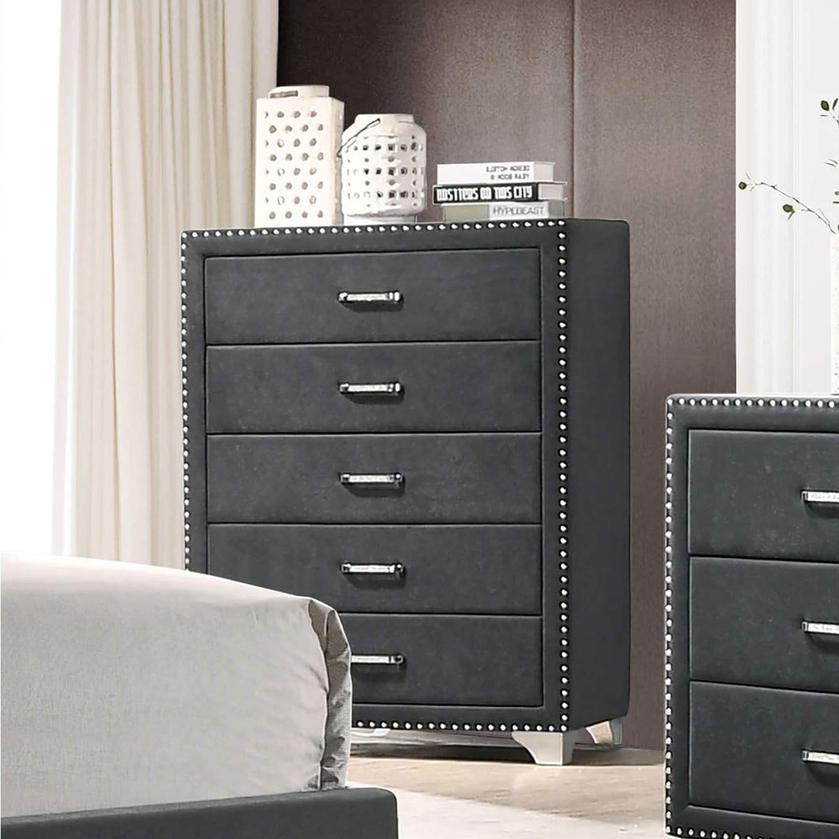 223385 Melody 5-drawer Bedroom Chest Grey