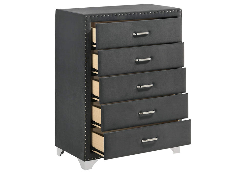 223385 Melody 5-drawer Bedroom Chest Grey