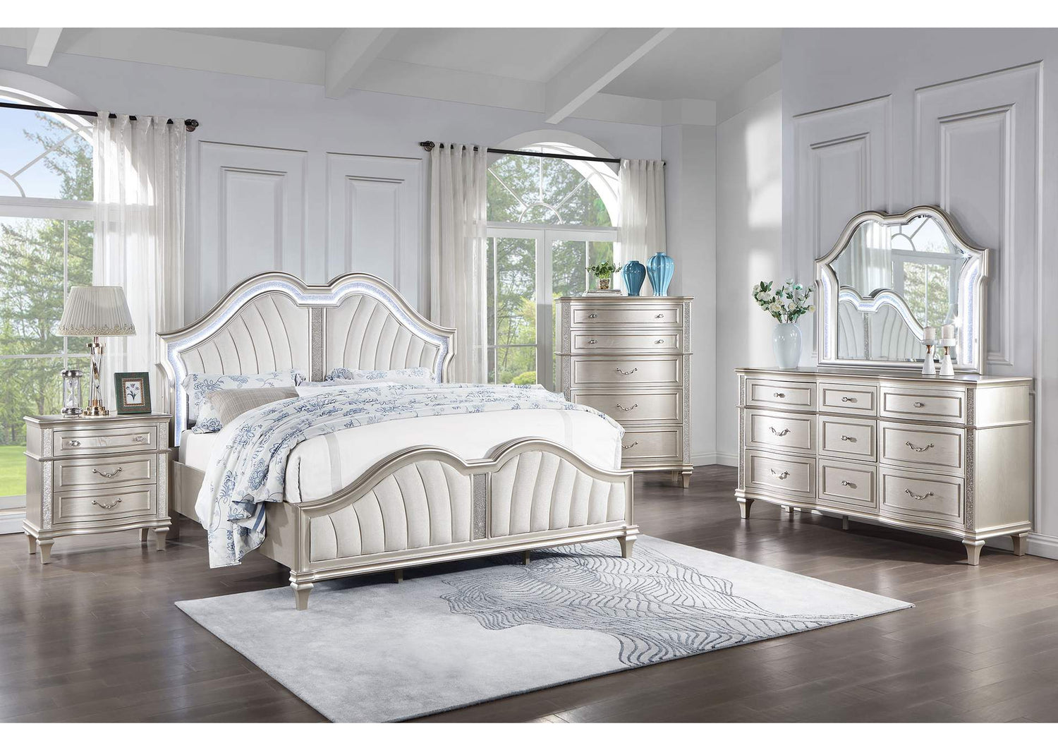 Evangeline 5-piece California King Bedroom Set Silver Oak