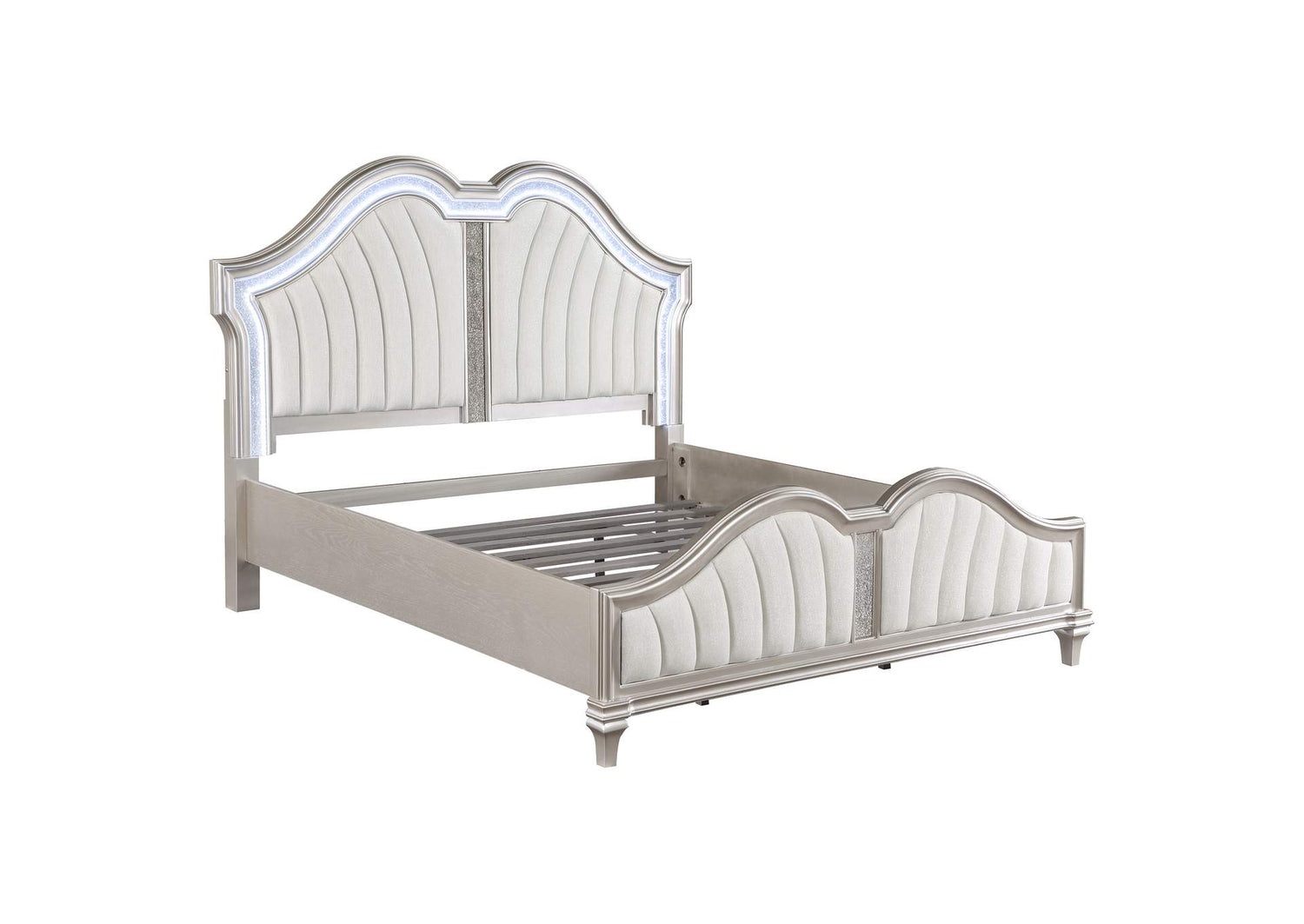 Evangeline Wood California King LED Panel Bed Silver Oak