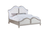 223391KW Evangeline Wood California King LED Panel Bed Silver Oak