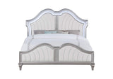 223391KW Evangeline Wood California King LED Panel Bed Silver Oak