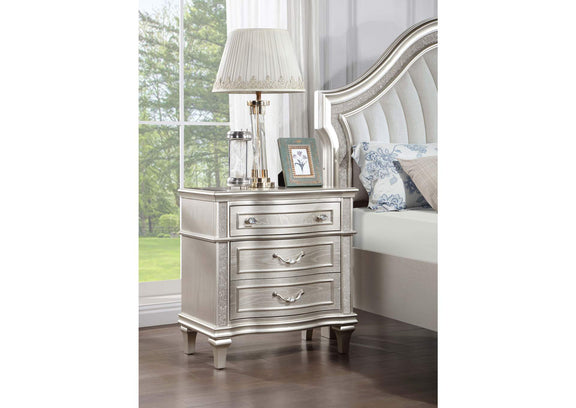 223392 Evangeline 3-drawer Nightstand Silver Oak