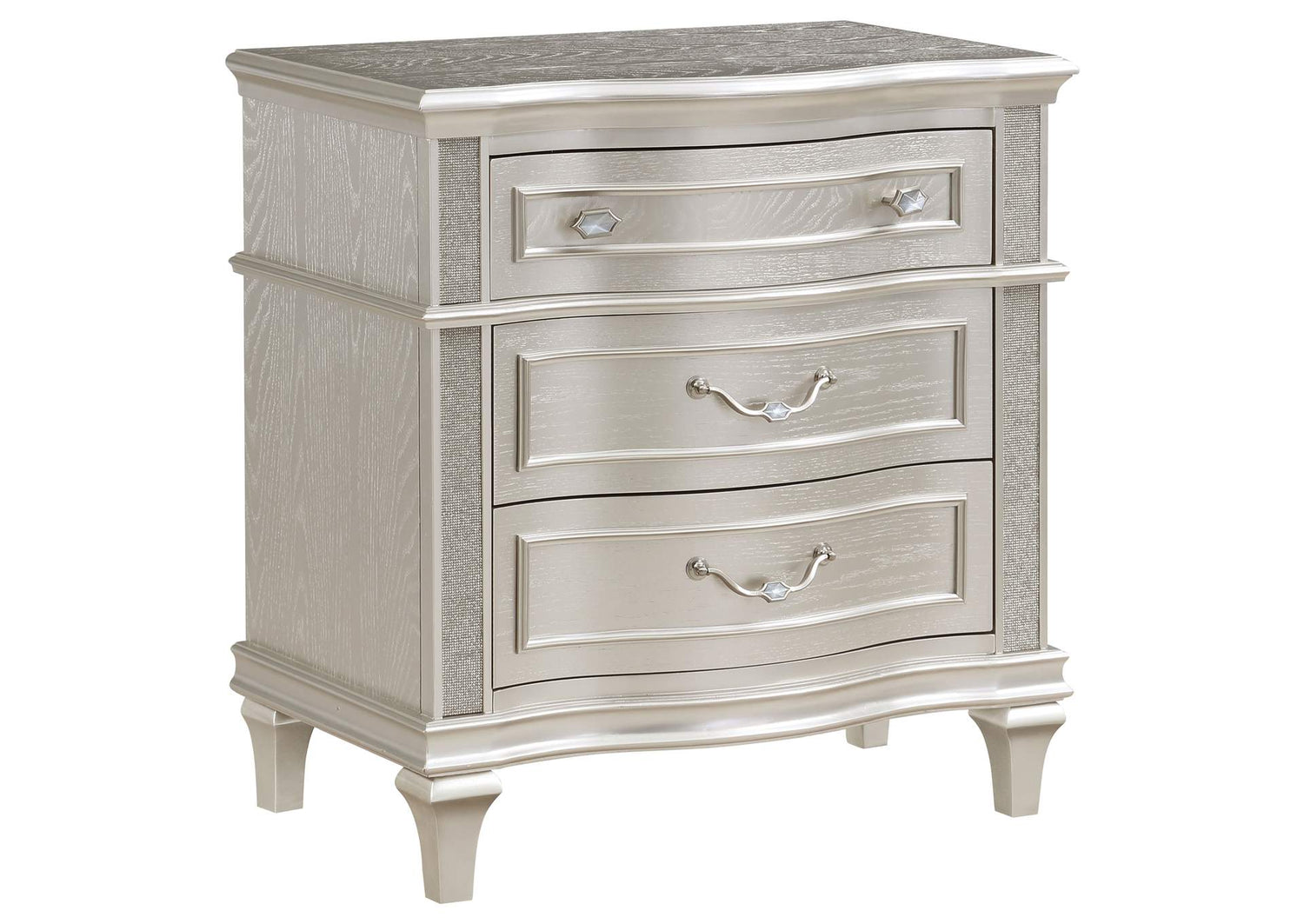 223392 Evangeline 3-drawer Nightstand Silver Oak