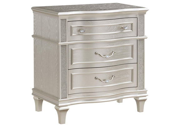 223392 Evangeline 3-drawer Nightstand Silver Oak
