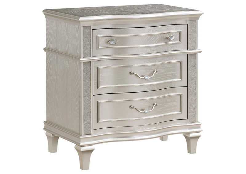 223392 Evangeline 3-drawer Nightstand Silver Oak