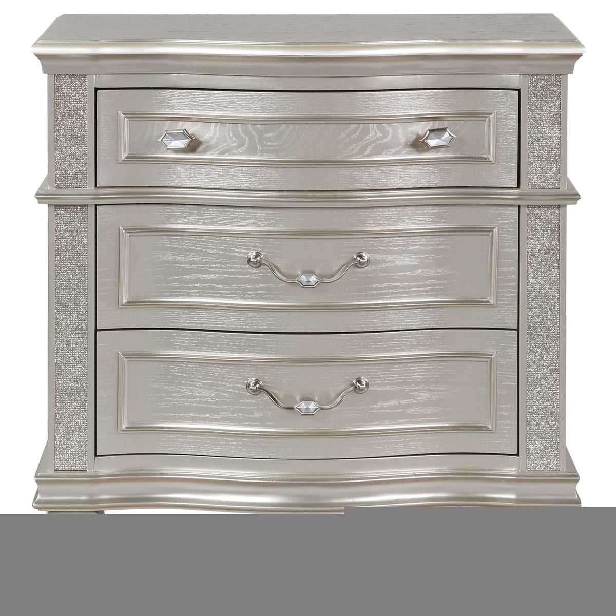 223392 Evangeline 3-drawer Nightstand Silver Oak