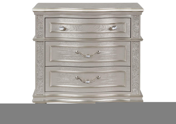223392 Evangeline 3-drawer Nightstand Silver Oak