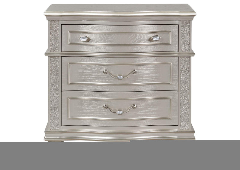 223392 Evangeline 3-drawer Nightstand Silver Oak