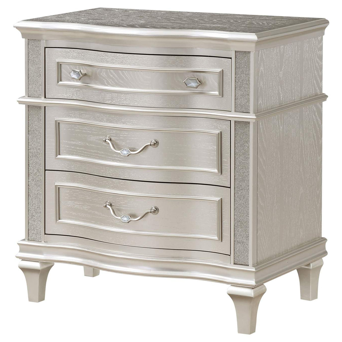 223392 Evangeline 3-drawer Nightstand Silver Oak