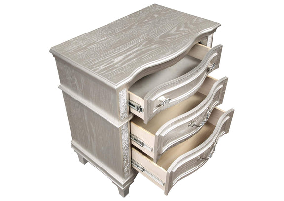 223392 Evangeline 3-drawer Nightstand Silver Oak