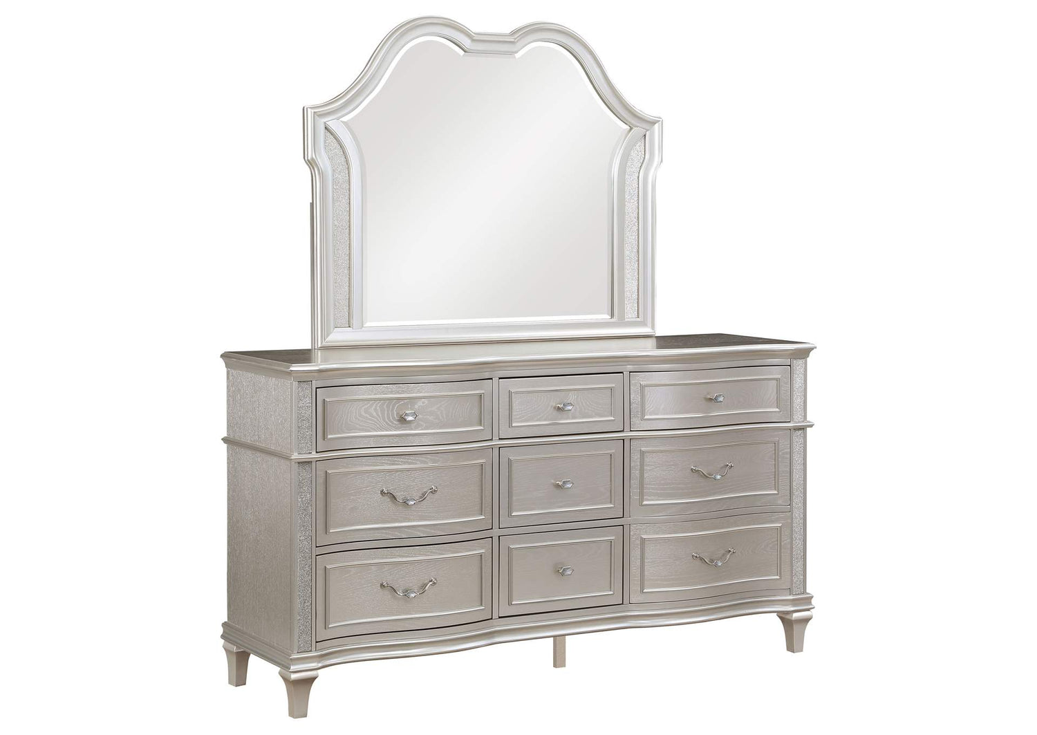 Evangeline 9-drawer Dresser with Mirror Silver Oak