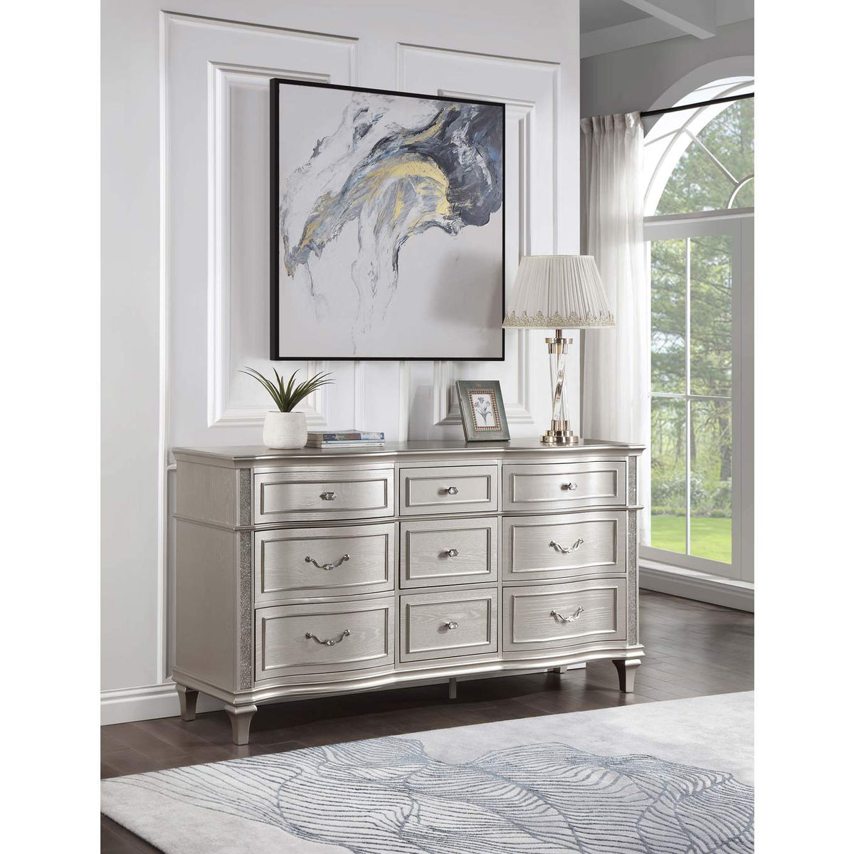 223393 Evangeline 9-drawer Dresser Silver Oak
