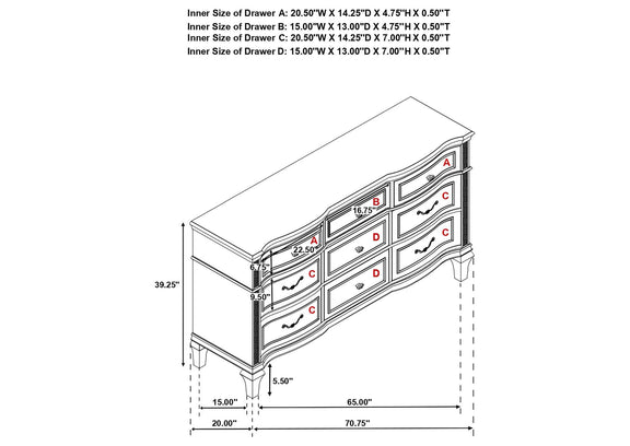 223393 Evangeline 9-drawer Dresser Silver Oak