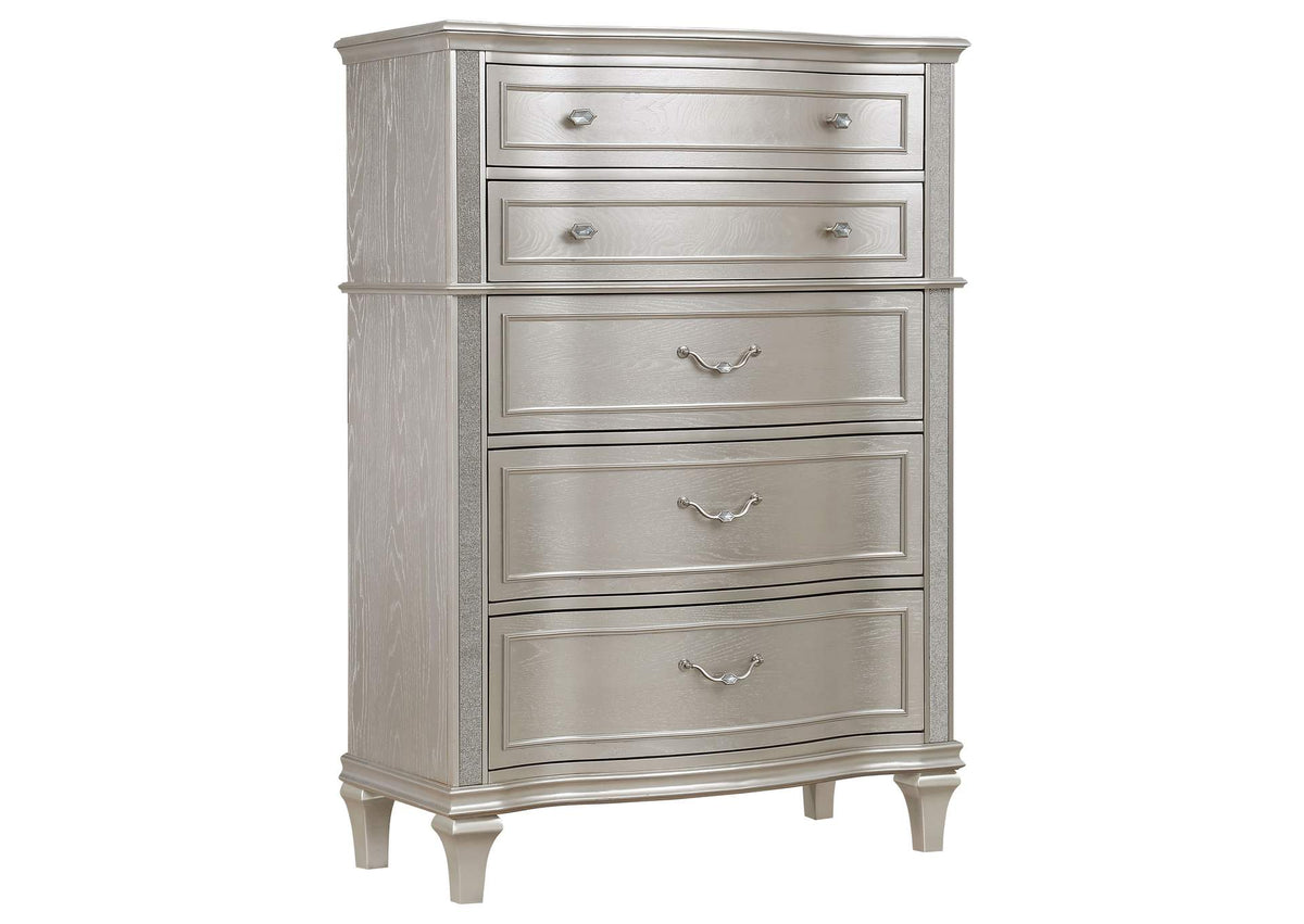 223395 Evangeline 6-drawer Bedroom Chest Silver Oak