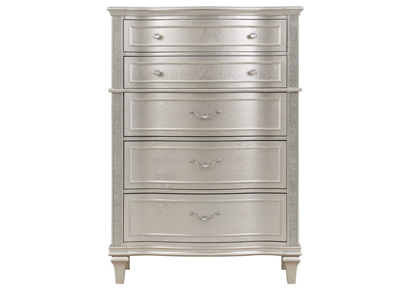 223395 Evangeline 6-drawer Bedroom Chest Silver Oak