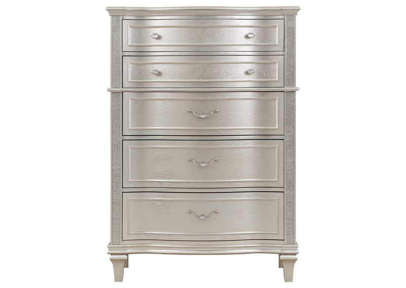 223395 Evangeline 6-drawer Bedroom Chest Silver Oak
