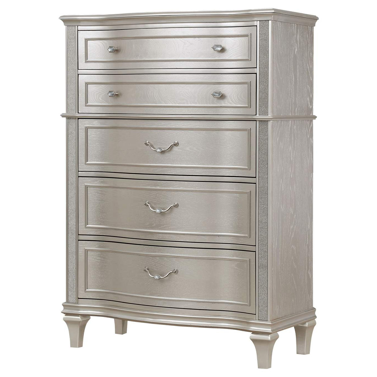 223395 Evangeline 6-drawer Bedroom Chest Silver Oak