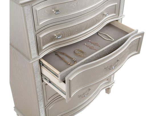 223395 Evangeline 6-drawer Bedroom Chest Silver Oak