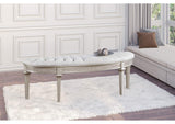 223396 Evangeline Curved Fabric Upholstered Bench Silver Oak