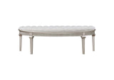 223396 Evangeline Curved Fabric Upholstered Bench Silver Oak