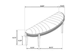 223396 Evangeline Curved Fabric Upholstered Bench Silver Oak