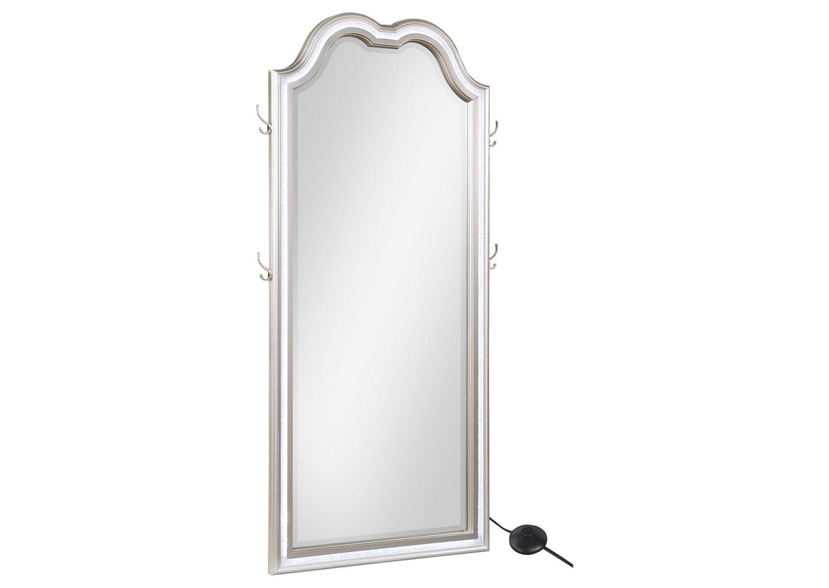 Evangeline Full Length LED Light Floor Mirror Silver Oak