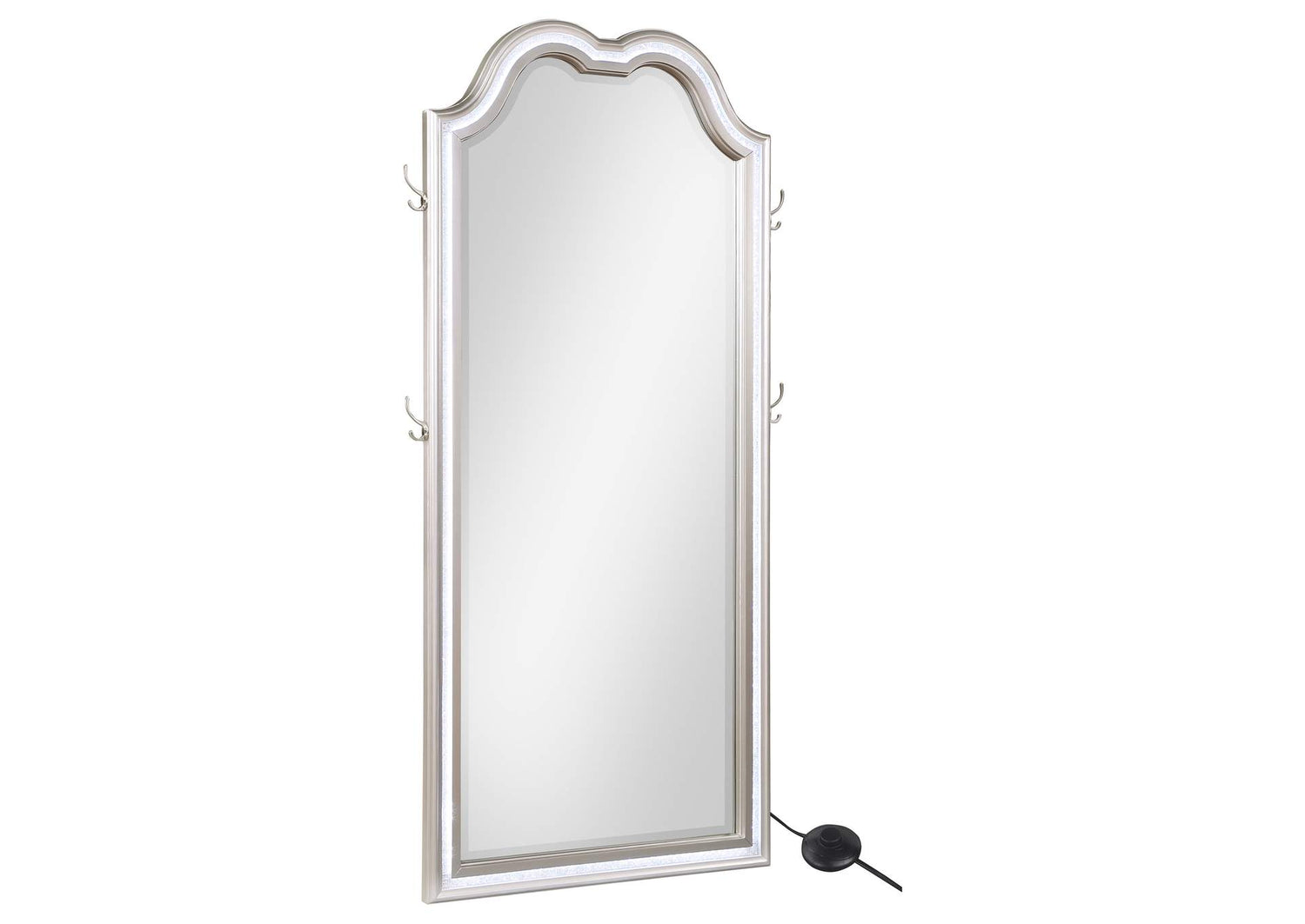 Evangeline Full Length LED Light Floor Mirror Silver Oak