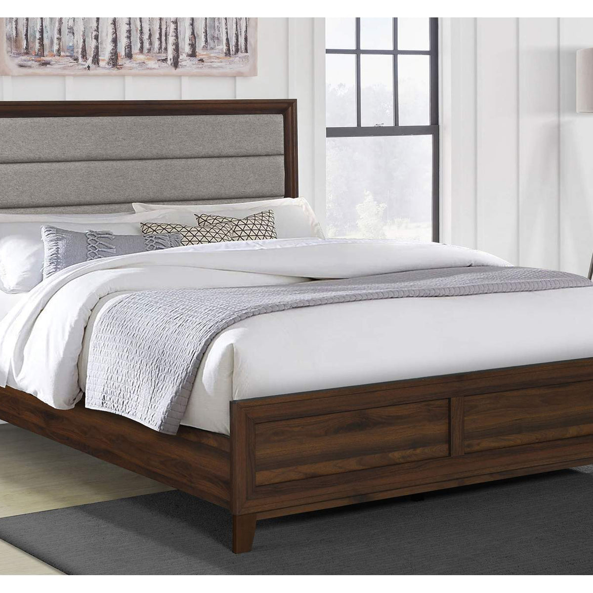 223441KE Welsley 50-inch Upholstered Eastern King Bed Walnut