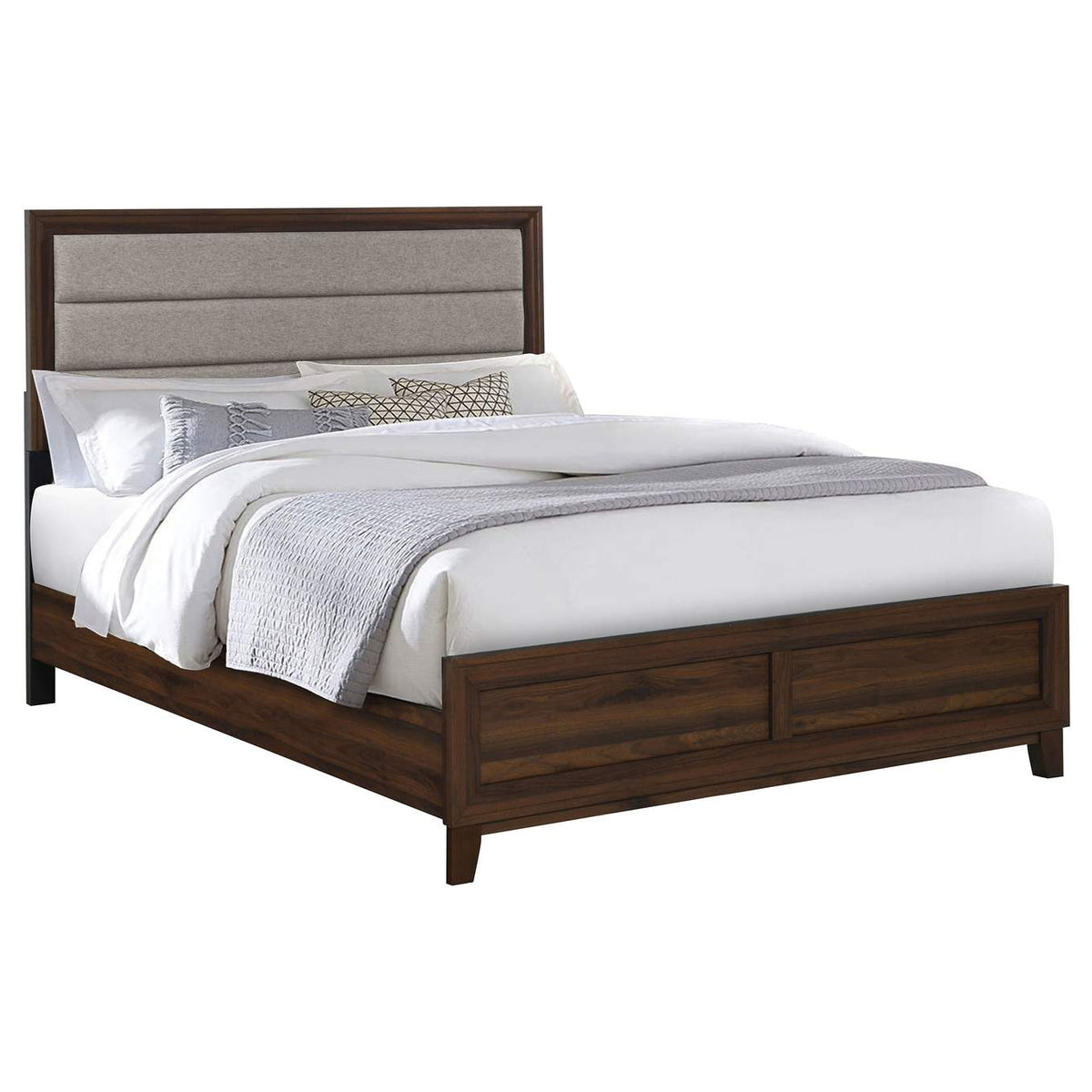 223441KE Welsley 50-inch Upholstered Eastern King Bed Walnut