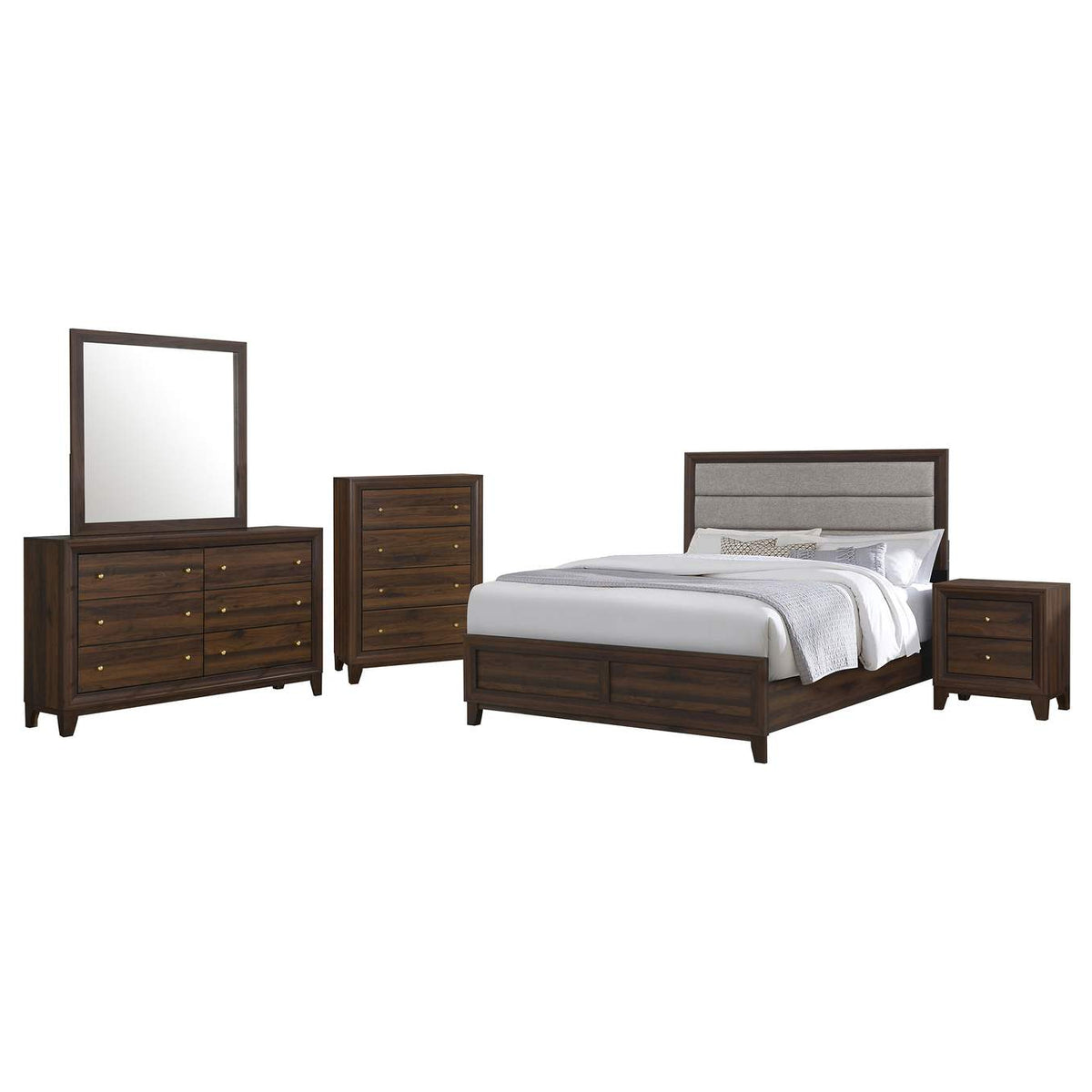 223441KW-S5 Welsley 5-piece California King Bedroom Set Walnut