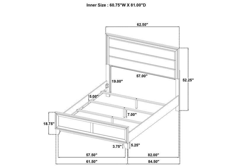 223441Q Welsley 50-inch Upholstered Queen Bed Walnut
