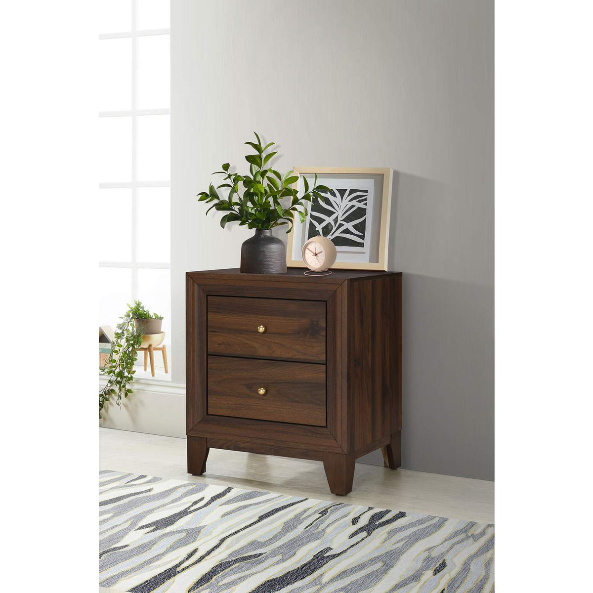 223442 Welsley 2-drawer Nightstand Bedside Table Walnut