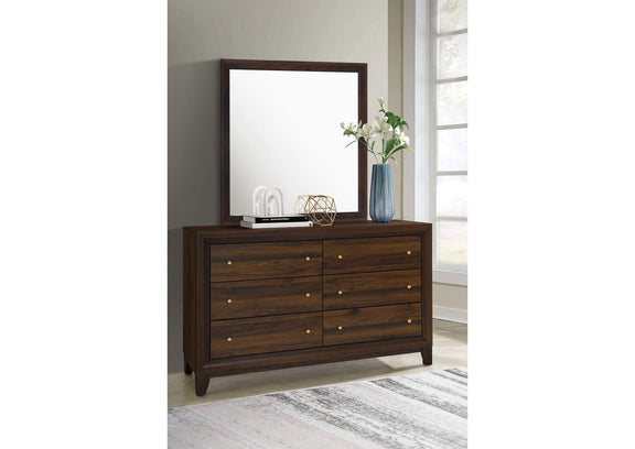 223443M Welsley 6-drawer Dresser and Mirror Walnut