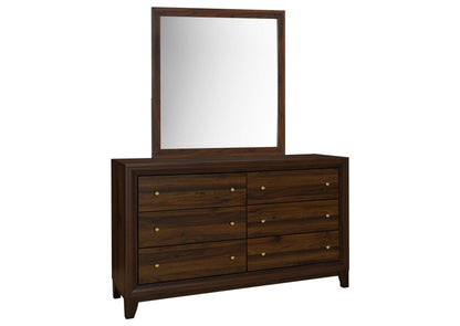 223443M Welsley 6-drawer Dresser and Mirror Walnut