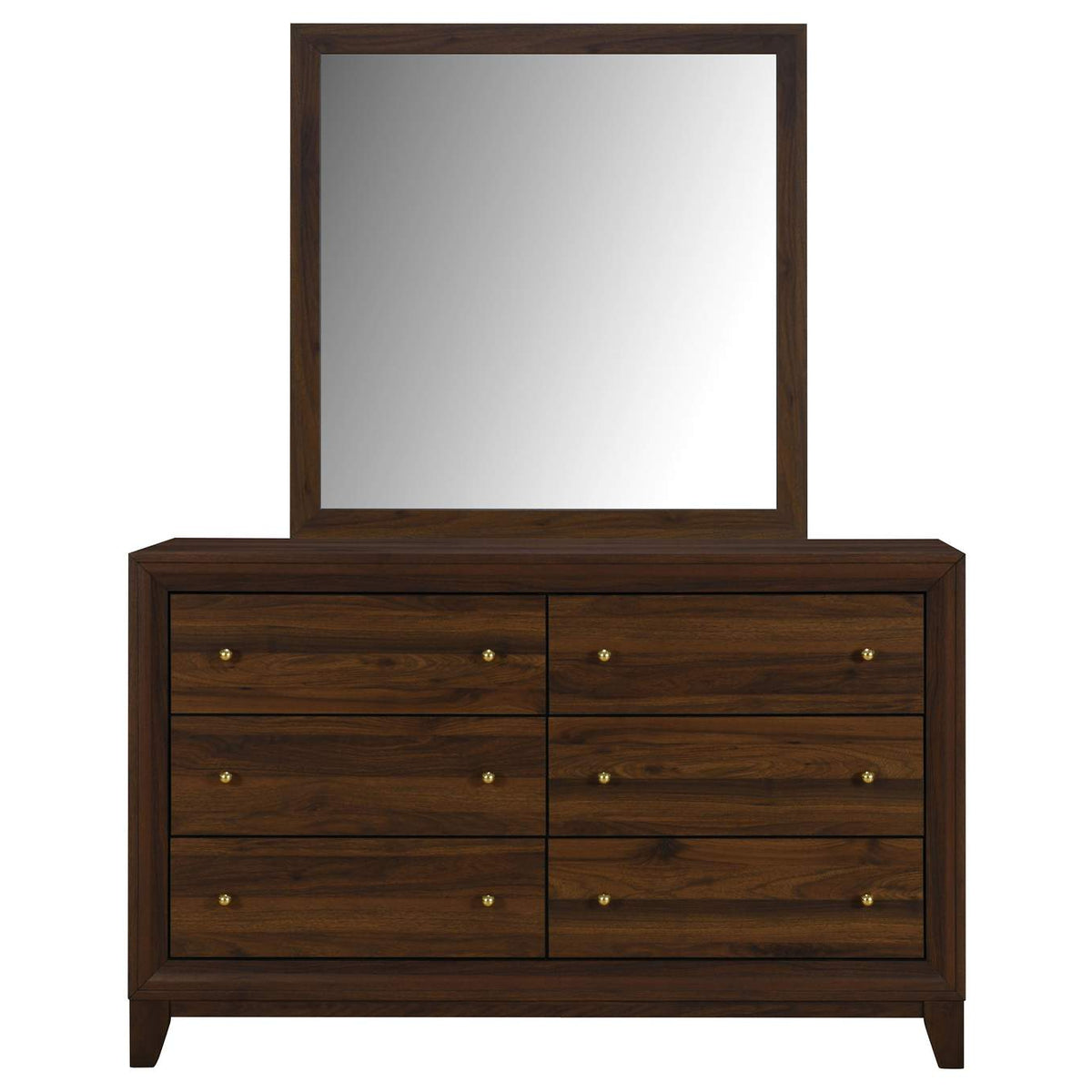 223443M Welsley 6-drawer Dresser and Mirror Walnut