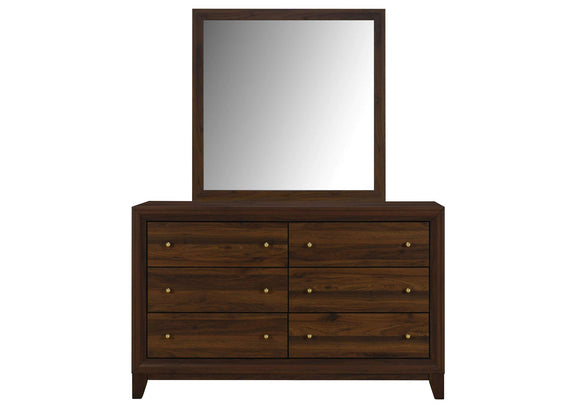 223443M Welsley 6-drawer Dresser and Mirror Walnut