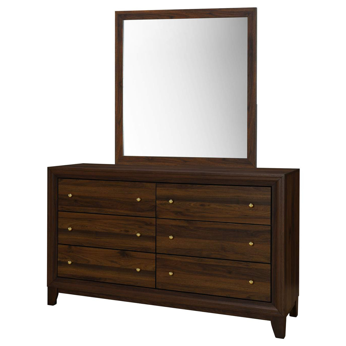 223443M Welsley 6-drawer Dresser and Mirror Walnut