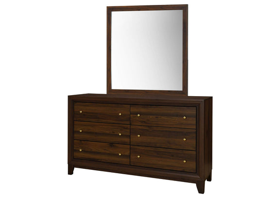 223443M Welsley 6-drawer Dresser and Mirror Walnut