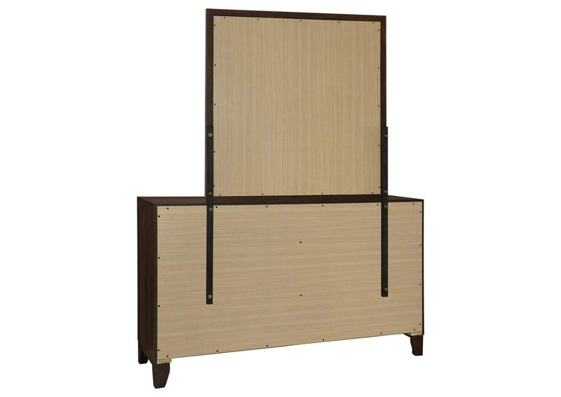 223443M Welsley 6-drawer Dresser and Mirror Walnut